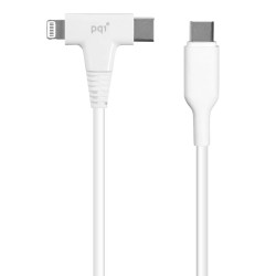 PQI 35W 雙孔氮化鎵 PD/QC3.0 快速充電器 附二合一 USB-C to USB-C/Lightning 雙頭充電線 120公分